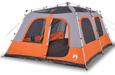 Immagine prodotto di vidaXL Tenda familiare a cupola 10 persone grigio e arancione sgancio rapido