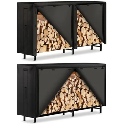 Produktbild von Brennholzregal Abdeckung 244x61x107cm Wasserdicht 420D Oxford Kaminholzregal Schutzhülle Kaminholz Abdeckplane UV-Beständig