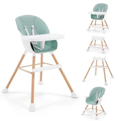Produktbild von Kinderstuhl – Baby-Essstuhl – Kindernahrung – 5-in-1-Design – 72 x 72 x 93 cm – Weiß/Grün