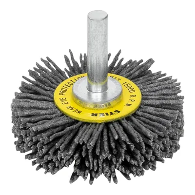 Produktbild von STIER Rundbürste Scheibenbürste, 50 mm, für Bohrmaschine Geradschleifer, 6 mm Schaft, Drahtstärke 1,1 mm, gewellt, Siliziumkarbid