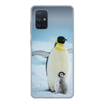 Produktbild von MuchoWow® Handyhülle Schutzhülle Hülle für Samsung Galaxy A51 Kaiserpinguin mit Jungen Silikon Softcase Handy Hülle - Schutzabdeckung