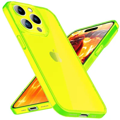Produktbild von Hülle Neon Klar für iPhone 15 Pro Max Bunt Leuchtend Silikon Handyhülle TPU Case Gelb