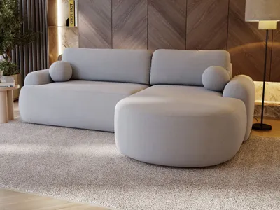 Produktbild von GrainGold Ecksofa L-Form Aurio Rechts - Ecksofa mit Schlaffunktion, Bettkasten - Moderne Ecksofa, Wohnzimmer Sofa - Eckcouch Grau (Lambi 11)