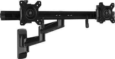 Productafbeelding van Dual monitor arm - Scharnierende muurbeugel voor twee VESA 15-24 schermen