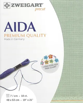 Produktbild von AIDA Zweigart precut 18 ct. Fein-Aida 3793 Farbe 611 hellgrün, Zählstoff für Kreuzstich 48x53cm