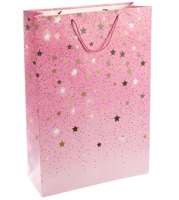 Produktbild von Dekorative Geschenktüten 50 x 70 x 20 cm zum Geburtstag – Rosa mit Sternen