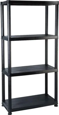 Produktbild von Kunststoffregal PANTHER | HxBxT 135x60x30cm | Fachlast 20kg pro Ebene | Schwarz