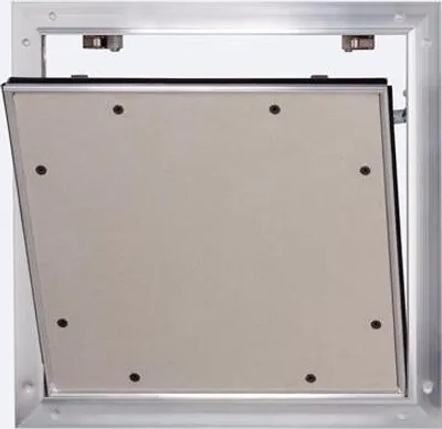 Produktbild von Revisionsklappe Trennwand Alumatic F/EI30 mit Gipskartoneinlage GKF 12,5 mm und Fangsicherung 600 mm x 600 mm