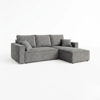 Produktbild von AMBER L Ecksofa mit Schlaffunktion und Bettkasten L-Form, Cord Schlafcouch 232x143 cm, PetFriendly Wohnzimmersofa Bettsofa, Dunkelgrau
