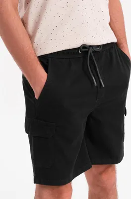 Zdjęcie produktu dla Ombre Clothing Męskie szorty płócienne Ramiro czarny S