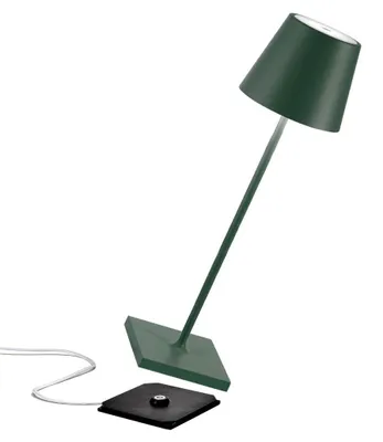 LED-Tafellamp, Touch-Dimmer, IP65, H38cm, USB-Ladegerät, Dunkelgrün