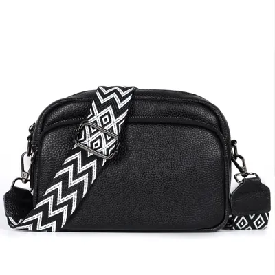Produktbild von Umhängetasche Damen Handy Umhängetasche Kunstleder Crossbody Bag Damen, mit 3 fächern Handtasche mit Verstellbar Abnehmbar Schultergurt (Schwarz)