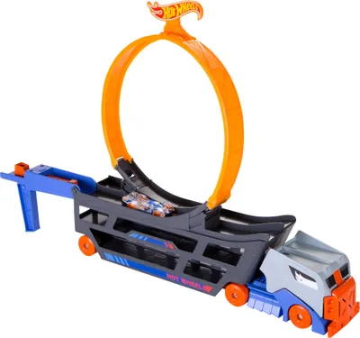 Image de Mattel, Hot Wheels Super Cascade Track Drive Transporter Circuit de course transformable, Multicolore