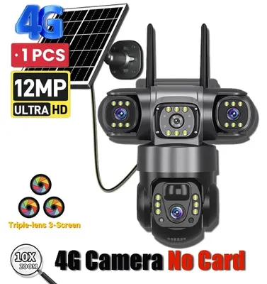 Zdjęcie produktu dla Kamera monitoringu solarna VTS28 - 4G - potrójny obiektyw - 15 MP - IP66 - kolorowa nocna obserwacja - bez karty pamięci