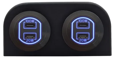 Produktbild von ProRide USB-C Autolader 12-24V, 2 Anschlüsse, 100W+20W, Blau, 2 Stück