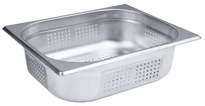 Produktbild von GN-Behälter, Gastronormbehälter, Edelstahl, gelocht, GN 1/2, Größe wählbar : GN 1/2 100 mm Variante: GN 1/2 100 mm
