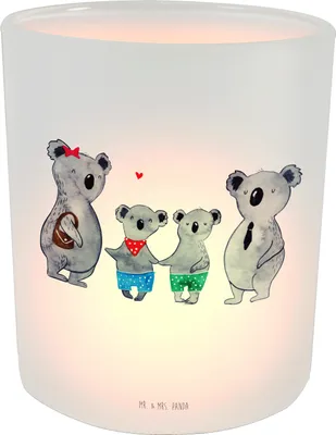 Produktbild von Mr. & Mrs. Panda Kerzenhalter Glas Koala Familie zwei - Transparent - Geschenk, Kerzenglas, Windlicht aus, Muttertag, Teelichthalter, Zusammen, Koalabär