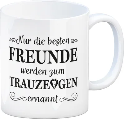 Produktbild von Nur die besten Freunde werden Trauzeuge Kaffeebecher