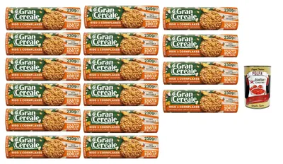 Produktbild von GranCereale Riso & Cornflakes 16x230g | Knusprige Kekse mit Reis Mais & karamellisiertem Hartweizengrieß – 100% italienische Zutaten – recycelbare Packung 3,68kg + Italian Gourmet polpa