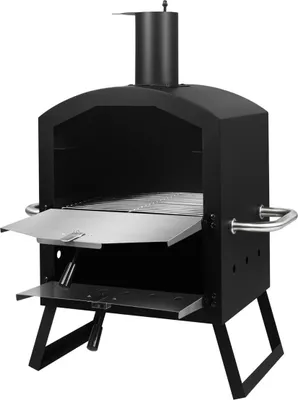 Produktbild von DMS® Germany Pizzaofen – mobiler Outdoor Holzofen Räucherofen - Pizzastein & Grillrost – Garten, Terrasse & Balkon – knusprige Steinofenpizza & Brot