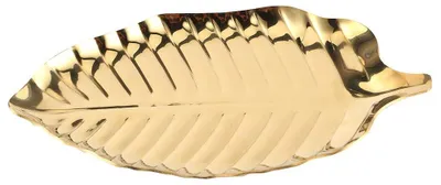 Schmucktablett aus Edelstahl, gold, blattförmig, 9,5 x 17 cm