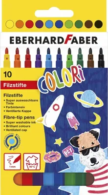 Immagine prodotto di Eberhard Faber 551110 - Pennarelli Colori, sottili, in 10 colori, in scatola di cartone, per dipingere, illustrare e disegnare