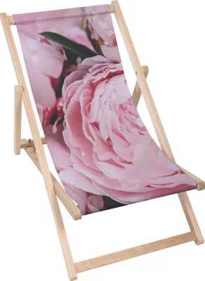 Produktbild von Dreamroots Liegestuhl klappbar Holz, Buchenholz bis zu 130 kg Sonnenliege klappbar mit 3-stufiger Neigungsregulierung der Rückenlehne, Peonies Blossom