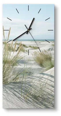 Produktbild von DEQORI Glasuhr 30x60 cm Modern 'Dünen an Nordseeküste' Wanduhr Glas Uhr Design leise