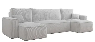Produktbild von Selsey SCARLO U - U-Form-Sofa mit Schlaffunktion, Cordbezug in Hellgrau