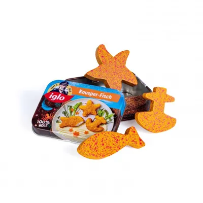 Produktbild von Erzi Knusperfisch von Iglo in der Dose  - Kaufladenzubehör