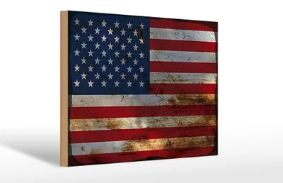 Produktbild von Holzschild Flagge Vereinigte Staaten 30x20cm States Rost