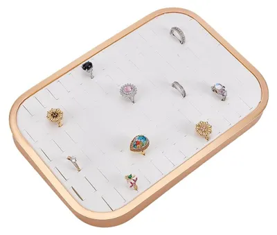 Produktbild von Schmuckorganizer, stapelbar – Ringhalter – Ohrringhalter – Kunstleder – 92 Fächer – 29,8 x 20,8 cm – Schmuckablage