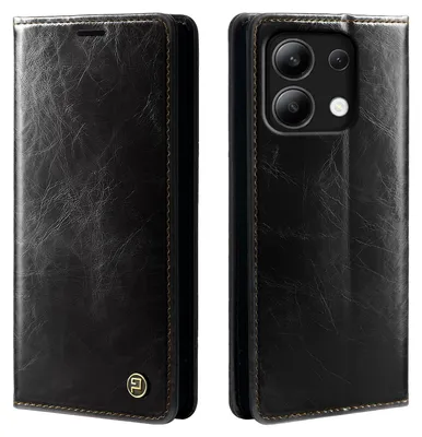 Produktbild von Handyhülle für Xiaomi Redmi Note 13 5G Kunstleder Klapphülle Vintage Cover Hülle RFID Schutz Case Kartenfach Farbe: Schwarz