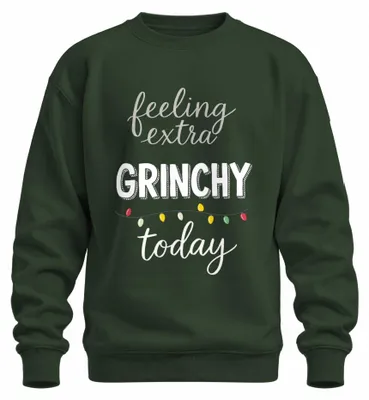 Imagen del producto de Sudadera navideña "Grinch" con diseño feo, color verde botella, talla 3XL