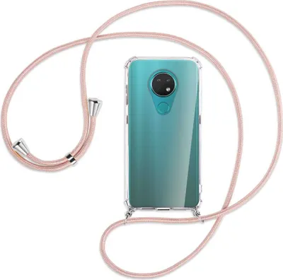 Produktbild von Handykette Backcover-Schutzhülle mit Band (Metall silberfarben) für Nokia 6.2 / 7.2 - roségold