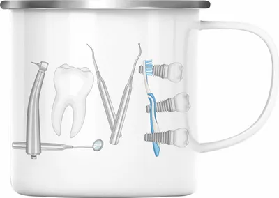 Produktbild von Trendation - Zahntechniker Zahnmedizinische Fachangestellte Emaille Tasse Geschenk Zahnarzt Lustig Praxis Geschenkidee Zahnarzthelferin Zahntechniker Zahnärztin - Love (Silber)