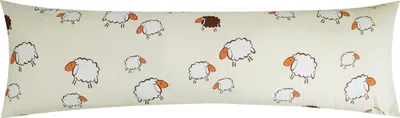 Produktbild von Baumwoll Renforcé Seitenschläferkissen Bezug 40x145cm - Süße Schafe Lämmer in Gelb und Weiß - 100% Baumwolle Stillkissenbezug (KY-99-3-B)