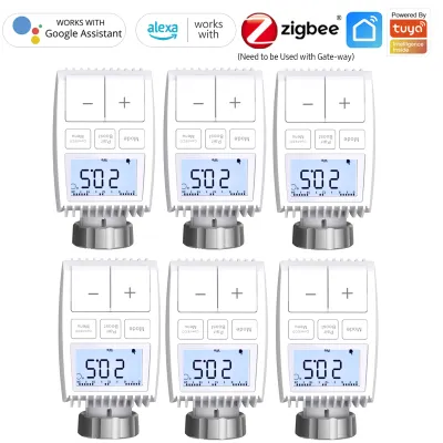 Obrázek produktu pro 6X ZigBee3.0 Smart Home Radiátorový termostat Termostatický ventil Tuya Programovatelný radiátorový ventil APP Control Hlasové ovládání Termostat Topení Kompatibilní s Amazon Alexa Google Home