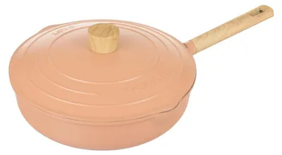 Bratpfanne 28 cm, antihaftbeschichtet, mit Deckel, rosa