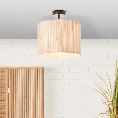 Produktbild von Deckenlampe mit Seegras Schirm - Ø 30 cm - dimmbar - E27 max. 52W