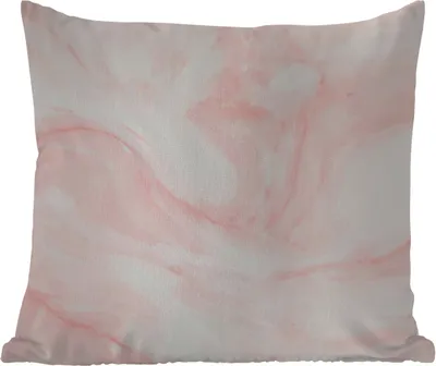 Produktbild von MuchoWow® Outdoor Kissen - Marmor - Weiß - Rosa - Pastell - 40x40 cm - Wetterfest - Lounge Kissen - Kopfkissen - Interieur - Polster mit Bild