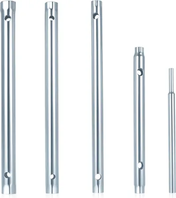 Produktbild von 4-teiliges Rohrsteckschlüsselsatz, Metall Rohrschlüssel Set, Doppelsteckschlüssel für die Installation und Reparatur von Wasserhähnen und Waschbecken (6-7, 8-9, 10-11, 12-13 mm) + 1 Dorn