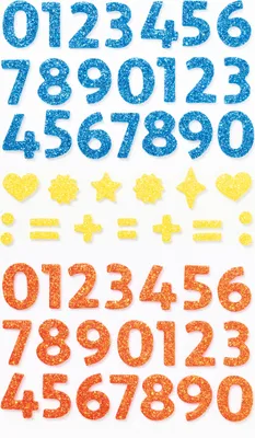 Image de folia Stickers pailletés en caoutchouc mousse NUMBERS 112 pièces sur 2 feuilles