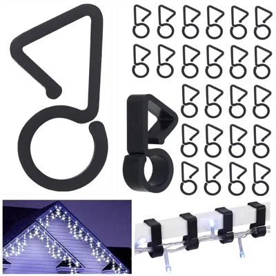 Dachrinnen-Haken 120 Stück schwarz für Außenlichter, Regenrinnen-Clips