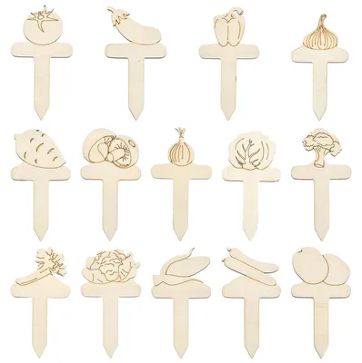 Image de 50 étiquettes en bois en forme de légumes pour plantes