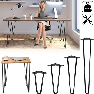 Obrázok produktu pre XINZI 4-dielna sada nôh stola Hairpin 61 cm – 2 kovové tyče, s podložkami a skrutkami, DIY nohy nábytku pre stôl/pohovku/skriňu