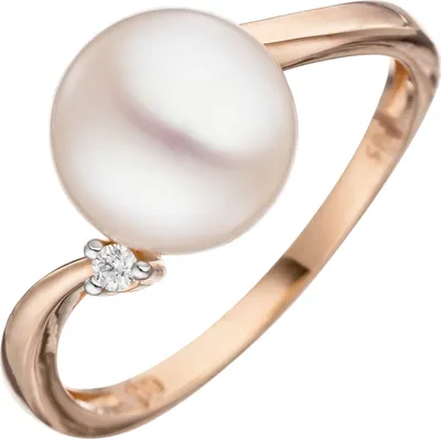 Produktbild von Gr. 60 Damen Ring 585 Rotgold 1 Süßwasser Perle 1 Diamant Brillant Perlenring