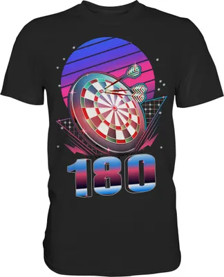 Produktbild von Vaporwave Dart Dartscheibe 180 Darts T-Shirt – Black / XL
