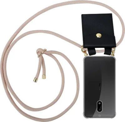 Produktbild von Cadorabo Hülle für Nokia 6 2017 Schutzhülle in Rosa Handy Kette Silikon Kordel abnehmbares Etui