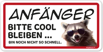 Produktbild von younikat Auto Magnet-Schild Fahr-Anfänger Motiv Waschbär I 20 x 10 cm I UV- und witterungsbeständig mit glänzendem Schutzlaminat I Schild für Auto Fahranfänger I kfz769